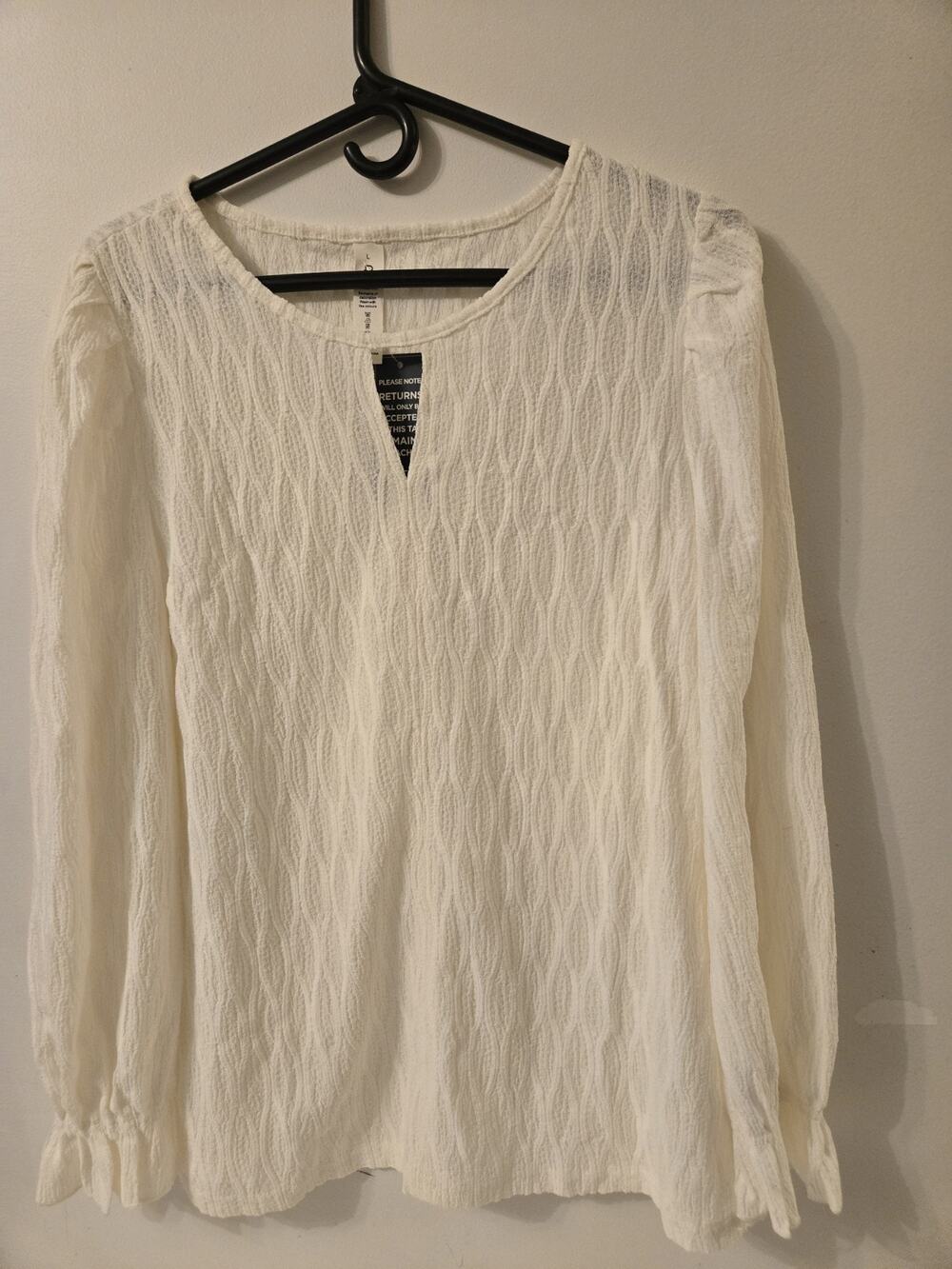 Womens Blooming Jelly Long Sleeve Shirt Cream Size L New With Tags